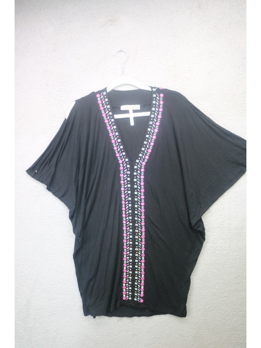 Nanette Lepore Swim Black Beaded Beach Cover Up-Kimono-Small-Whimsigoth-Soft